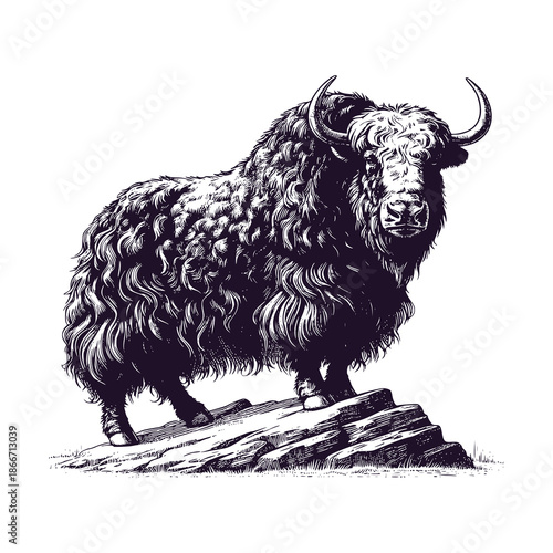 yak standing on a rock