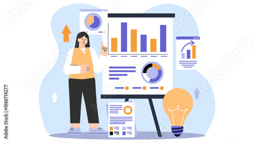 Flat vector of predictive analytics in business Flat Vector Illustration