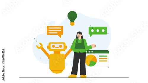 Flat illustration of robotic process automation