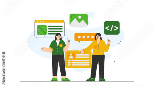 Business team developing mobile application