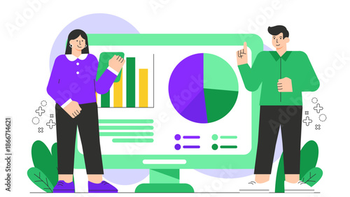 Business people analyzing customer big data