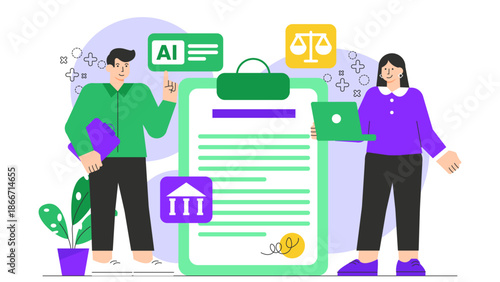 Flat vector of ethical use of artificial intelligence Flat Vector Illustration