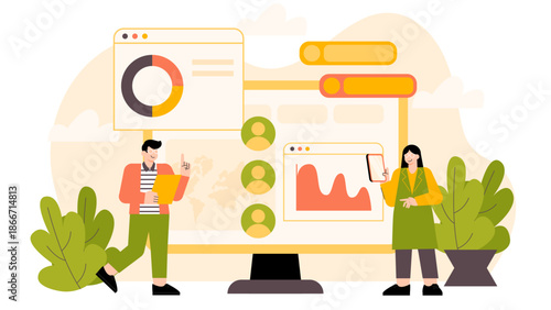 Business people analyzing customer big data