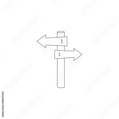 Directional sign post with arrows pointing left and right