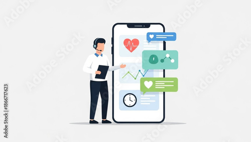 Online Healthcare Service Concept with Doctor and Smartphone Dashboard