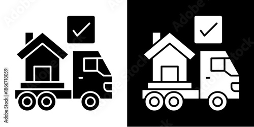 Moving Truck  Icon Set White Style Collection