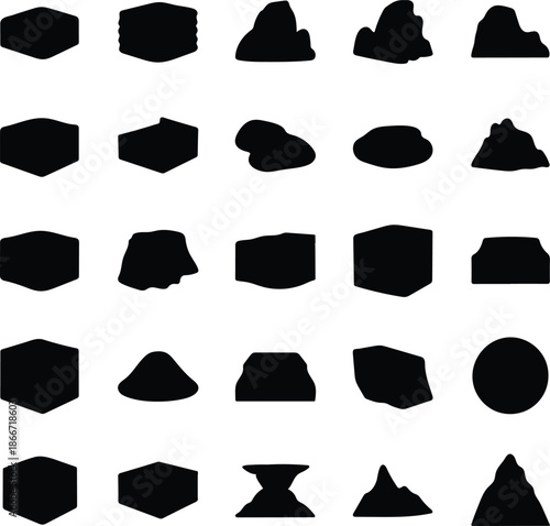 Collection of Various Silhouettes and Abstract Shapes for Design Elements, Featuring Geometric Forms and Organic Contours in Vector Format