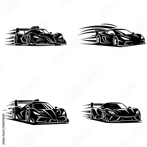 Automotive Racing Car Silhouettes