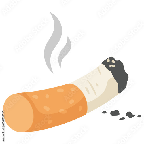 burning smoking cigarette flat color vector illustration template design