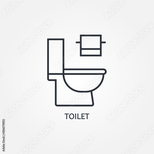 Toilet bowl black set line icons on white background.