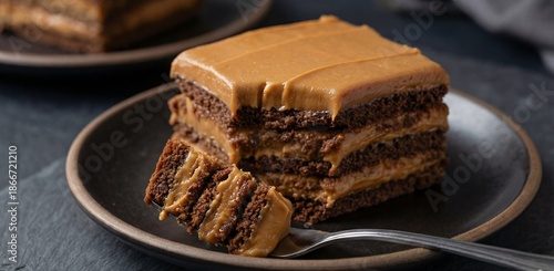 Chocotorta argentine chocolate cake made with chocolate cookies, cream cheese and dulce de leche