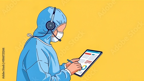 Healthcare Professional Using Tablet for Medical Data Review