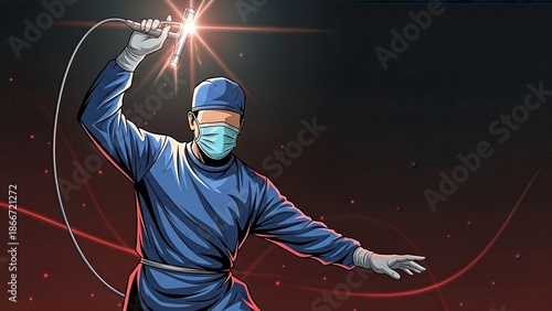 Digital Illustration of a Healthcare Worker Wearing a Mask During Night Shift