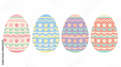 Colorful Easter eggs with patterns 3. Spring Vector Packs. EPS Editable