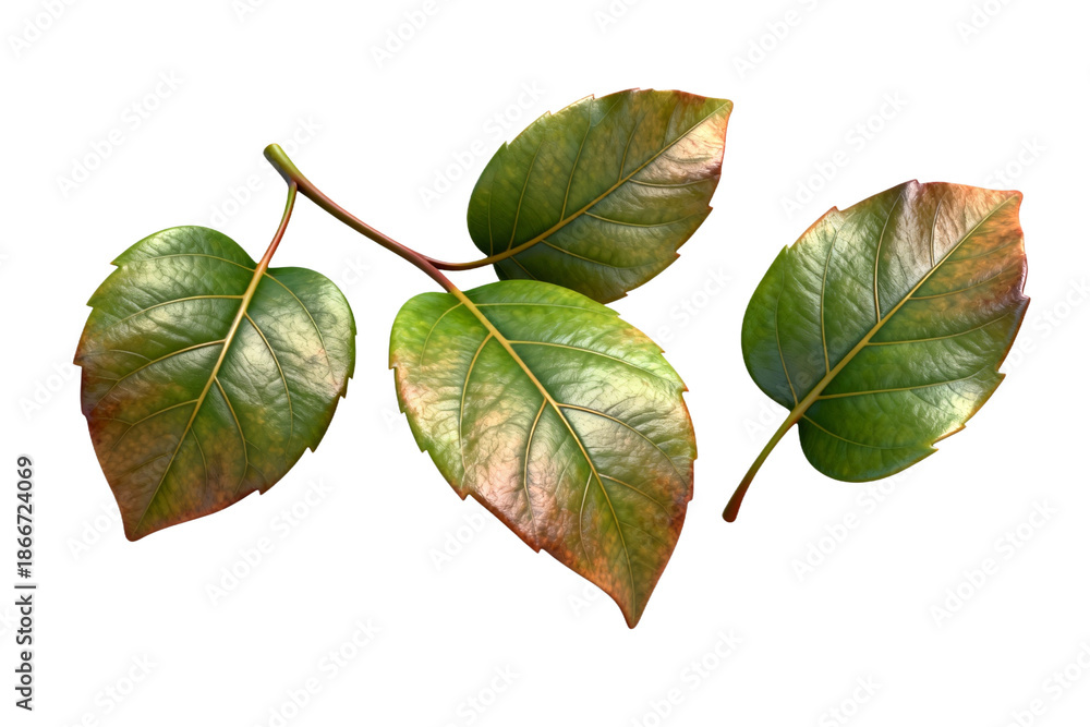 Fototapeta premium Leaves with Natural Color Changes on Stem
