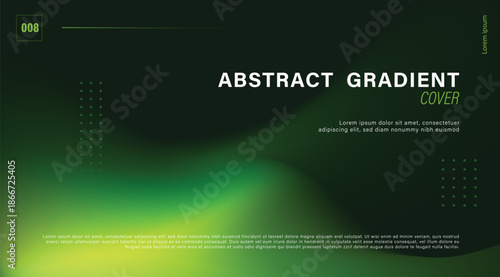 Deep green abstract gradient cover with organic mesh and copy space for eco business background and professional template flyer design