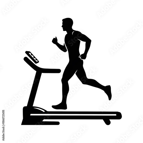 man running on treadmill silhouette fitness and cardio workout vector icon