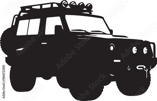 Silhouette of offroad vehicle