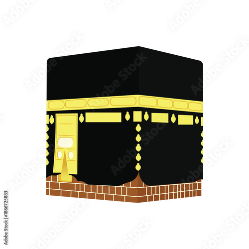 Holy Kaaba Vector Icon, Mecca Islamic Worship Illustration for Ramadan and Hajj