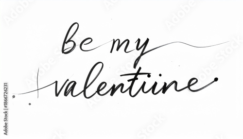 Romantic typography with 'Be my valentine' text on white background