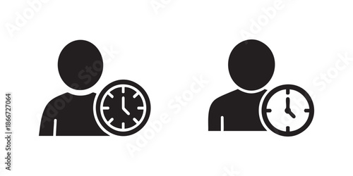 User profile and time icon set, activity tracking and time management vector illustration