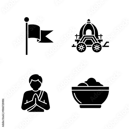 Collection of Indian cultural symbols and icons.