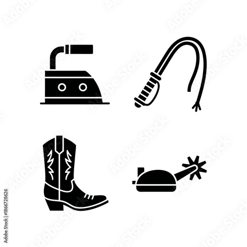 Collection of Western Cowboy and Household Icons.