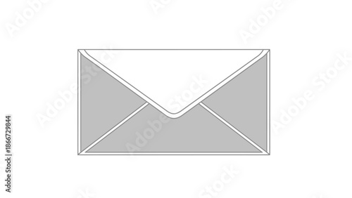 A centered grayscale outline drawing of a sealed envelope
