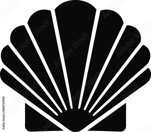 Black Shell Vector Graphic Icon - Simple Elegant Design for Marine Life Themes and Symbols