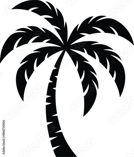 Black Silhouette Palm Tree Vector Graphic Illustration Perfect for Tropical Themes and Designs