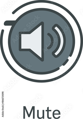 Mute Button Vector Graphic Icon for Sound Control and Media Applications UI Design