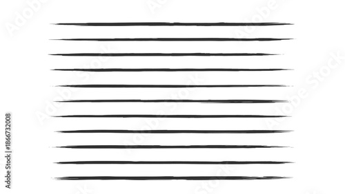 A detailed illustration of ten horizontal black brush strokes on a white background creating a textured graphic design element