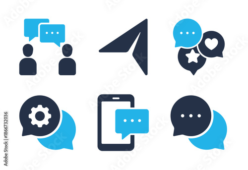 Chat and Interactive Messaging icon set. Solid glyph series icons