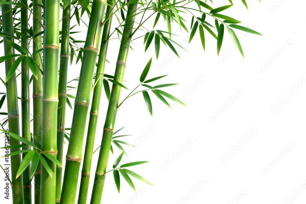 Obraz premium Bamboo Plants with Green Stalks and Leaves