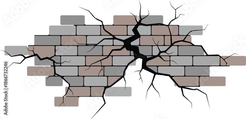 Cracked brick wall illustration showing damage and deterioration with visible cracks