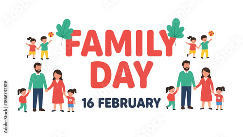 Joyful Family Day Illustration Showing Multi Generation Family Bond