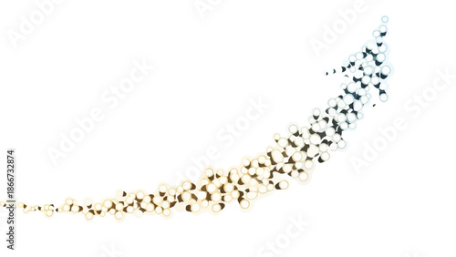 Ascending arrow shape composed of gradientcolored translucent circles on white