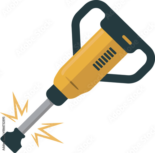 Vibrating Jackhammer Tool - Impact Drill Vector Icon Flat Modern Robust Glow Page Builder ????hammer