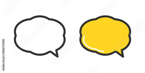 丸い吹き出しアイコンのイラスト。Round speech bubble icon illustration.