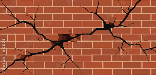 Brick Wall with Cracks A Depiction of Damage, Decay, and Deterioration