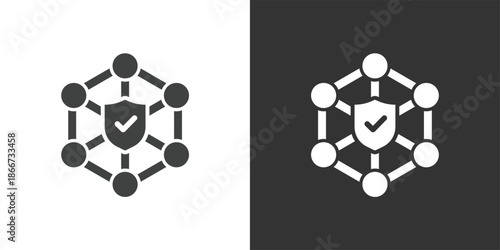 Decentralized Network Security icon. Solid glyph series icon
