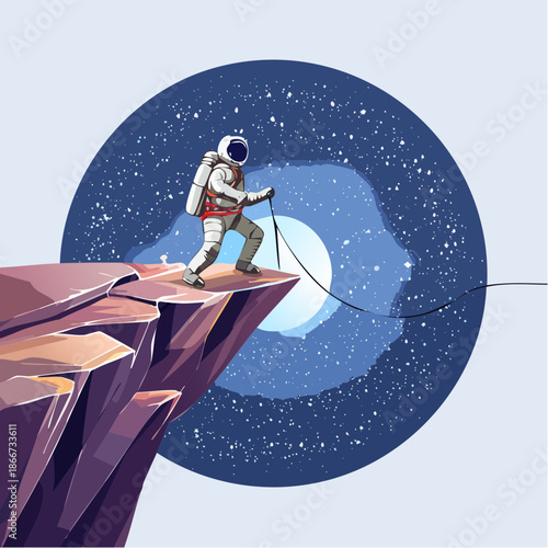 Astronaut bravely exploring a new planet, conquering the unknown with unwavering determination and futuristic spirit, a symbol of scientific achievement