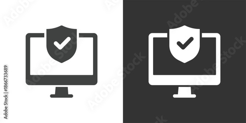 Computer Security Protection icon. Solid glyph series icon
