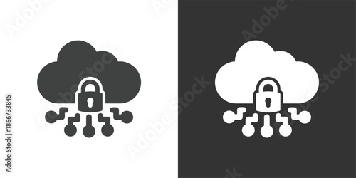 Cloud Computing Security icon. Solid glyph series icon