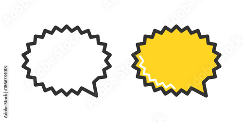 爆発吹き出し、ギザギザ吹き出しアイコンのイラスト。Explosion speech bubble, jagged speech bubble icon illustration.