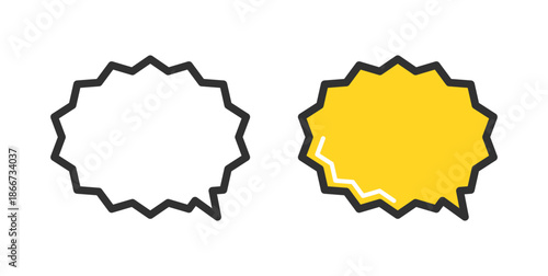 爆発吹き出し、ギザギザ吹き出しアイコンのイラスト。Explosion speech bubble, jagged speech bubble icon illustration.