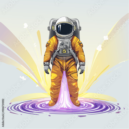 Astronaut emerging from cosmic portal, a striking symbol of exploration, discovery, and the boundless potential of space travel and future technology