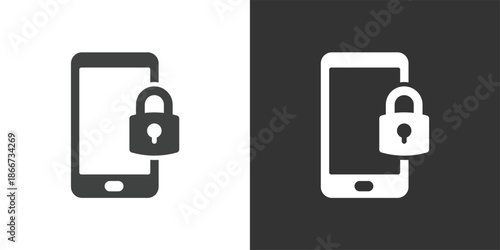 Mobile Device Security icon. Solid glyph series icon