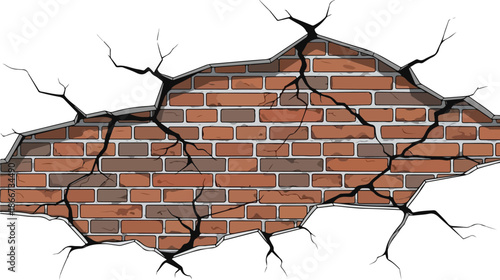 Cracked Brick Wall Illustration Realistic Texture and Damage Effects for Design Projects