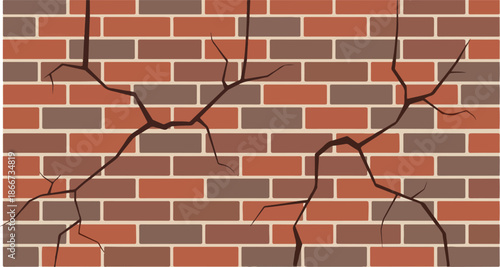 Brick Wall with Cracks A Graphic Representation of Damage and Deterioration